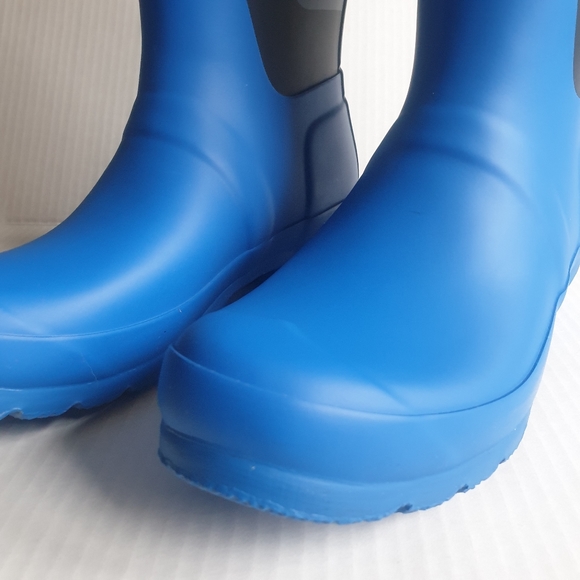 Hunter Wm's Original Tall Wellington Shadow Print Rainboots Grey, Bucket Blue  7 - Picture 8 of 16